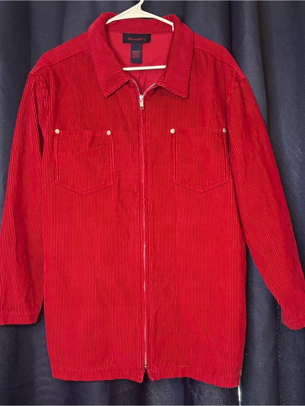 Vintage Denim & Co Red Corduroy Jacket Men’s M 100% Cotton Full Zip Hong Kong